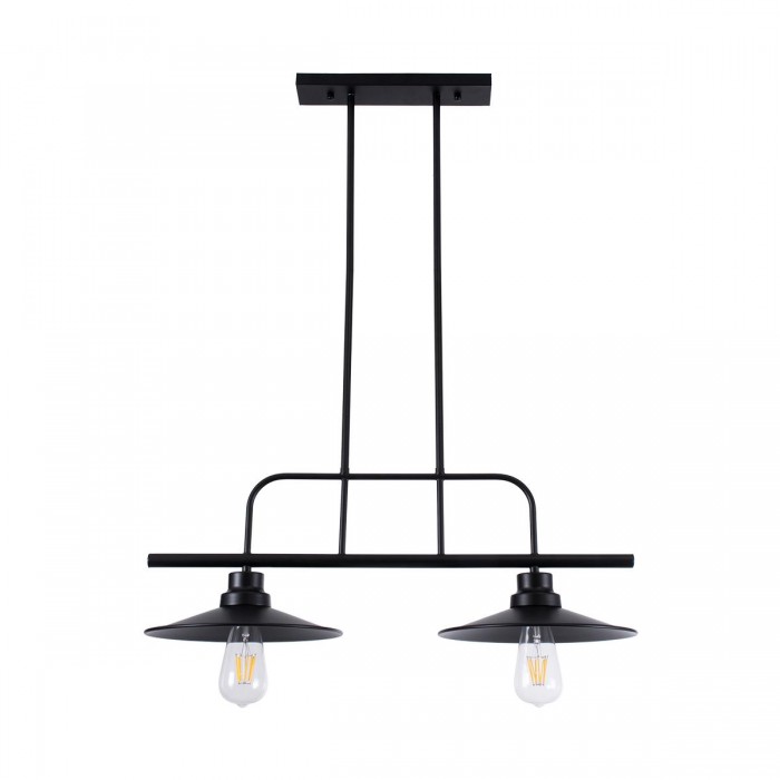 GloboStar® REGAL 01007 Vintage Industrial Φωτιστικό Οροφής Δίφωτο Μαύρο Μεταλλικό Ράγα Μ67 x Π26 x Υ85cm