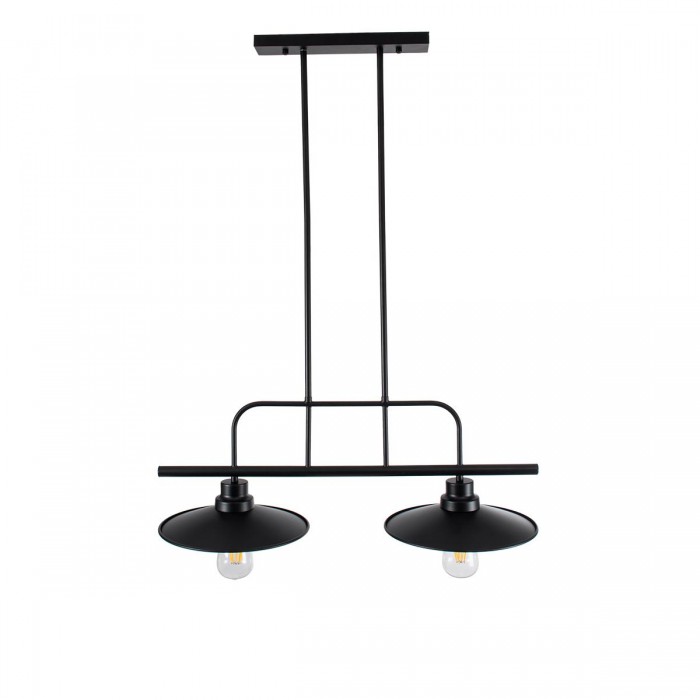 GloboStar® REGAL 01007 Vintage Industrial Φωτιστικό Οροφής Δίφωτο Μαύρο Μεταλλικό Ράγα Μ67 x Π26 x Υ85cm