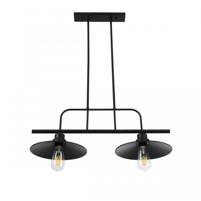 GloboStar® REGAL 01007 Vintage Industrial Φωτιστικό Οροφής Δίφωτο Μαύρο Μεταλλικό Ράγα Μ67 x Π26 x Υ85cm