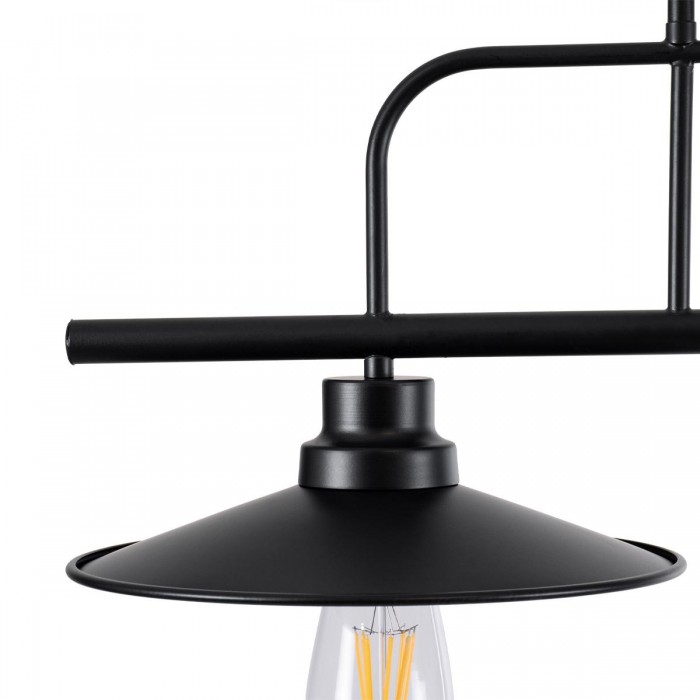 GloboStar® REGAL 01007 Vintage Industrial Φωτιστικό Οροφής Δίφωτο Μαύρο Μεταλλικό Ράγα Μ67 x Π26 x Υ85cm