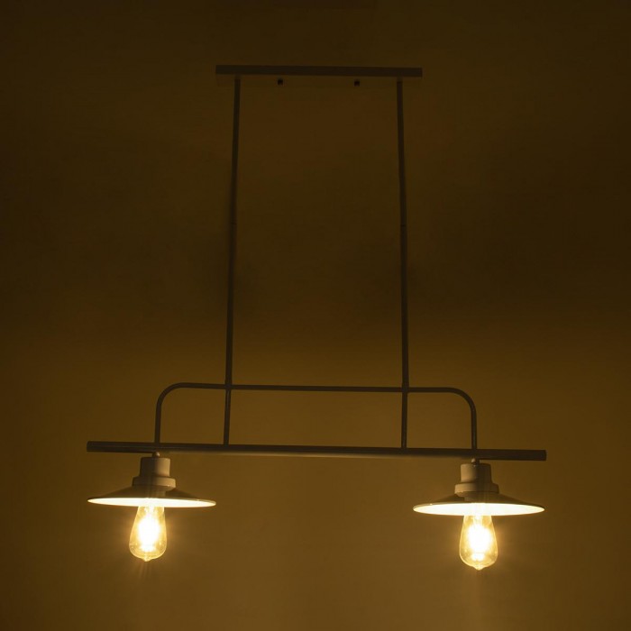 GloboStar® REGAL 01008 Vintage Industrial Φωτιστικό Οροφής Δίφωτο Λευκό Μεταλλικό Ράγα Μ67 x Π26 x Υ85cm GloboStar® REGAL 01008 Vintage Industrial Φωτιστικό Οροφής Δίφωτο Λευκό Μεταλλικό Ράγα Μ67 x Π26 x Υ85cm