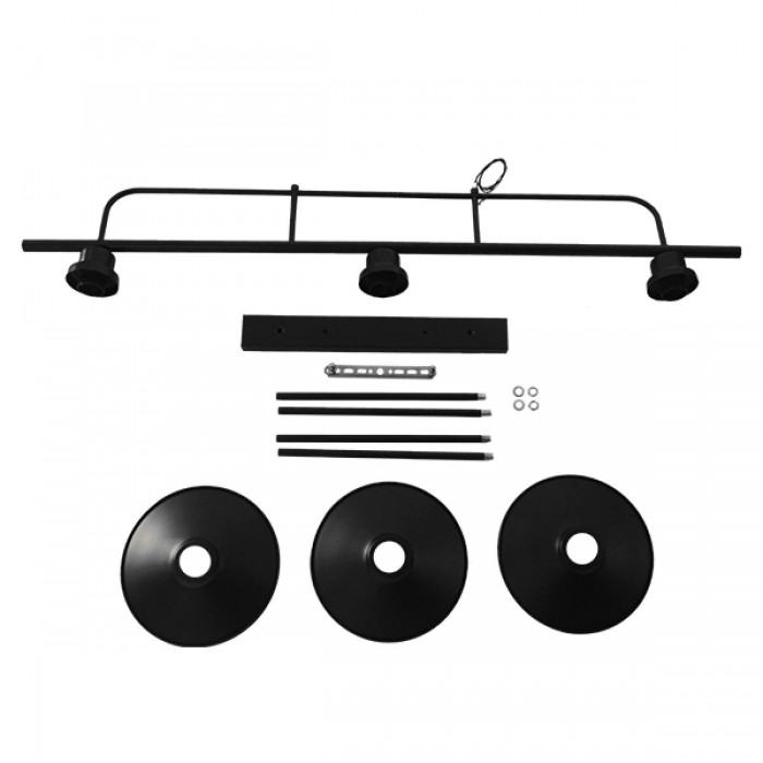 GloboStar® REGAL 01009 Vintage Industrial Φωτιστικό Οροφής Τρίφωτο Μαύρο Ράγα Μ113 x Π26 x Υ85cm