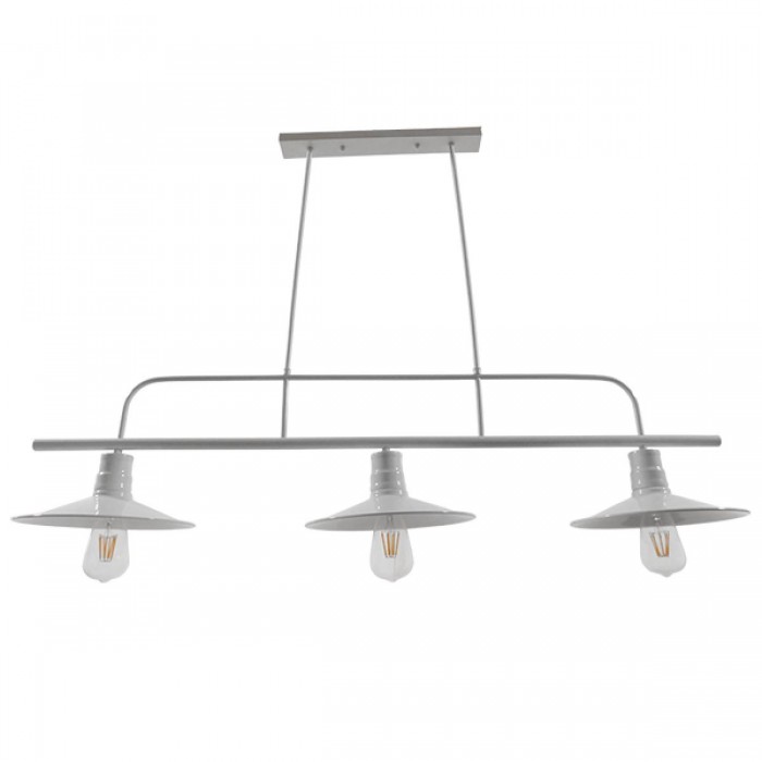 GloboStar® REGAL 01010 Vintage Industrial Φωτιστικό Οροφής Τρίφωτο Λευκό Μεταλλικό Ράγα Μ113 x Π26 x Υ85cm GloboStar® REGAL 01010 Vintage Industrial Φωτιστικό Οροφής Τρίφωτο Λευκό Μεταλλικό Ράγα Μ113 x Π26 x Υ85cm