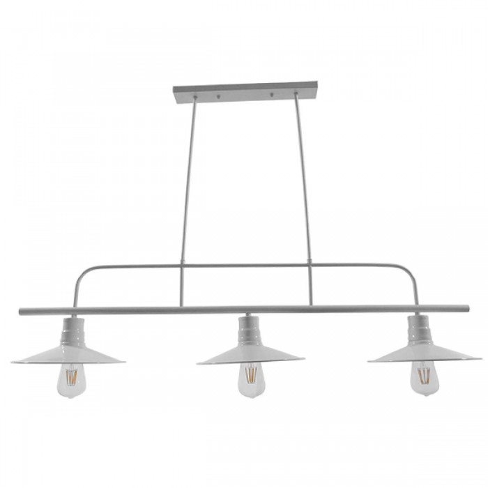 GloboStar® REGAL 01010 Vintage Industrial Φωτιστικό Οροφής Τρίφωτο Λευκό Μεταλλικό Ράγα Μ113 x Π26 x Υ85cm GloboStar® REGAL 01010 Vintage Industrial Φωτιστικό Οροφής Τρίφωτο Λευκό Μεταλλικό Ράγα Μ113 x Π26 x Υ85cm