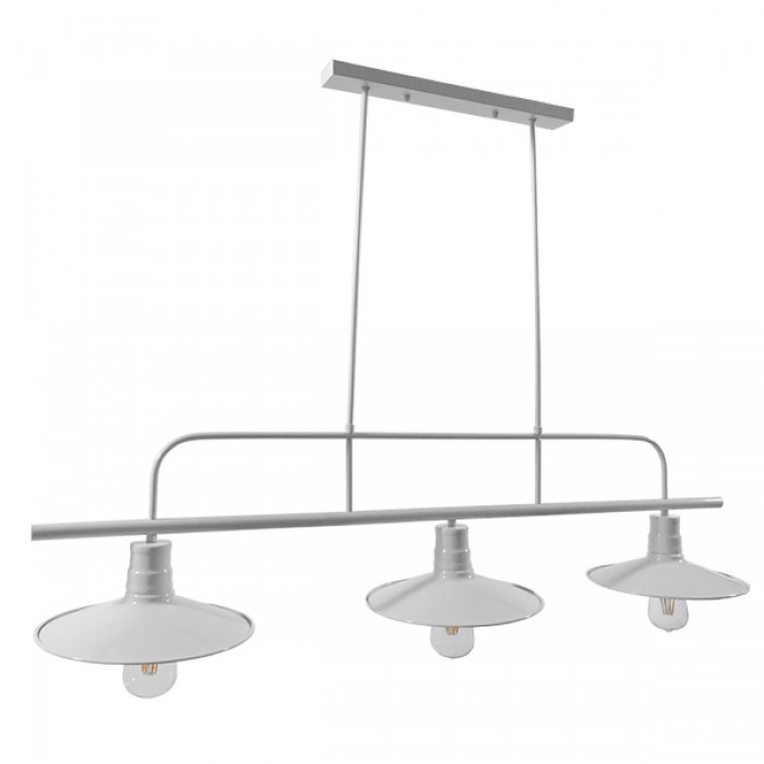 GloboStar® REGAL 01010 Vintage Industrial Φωτιστικό Οροφής Τρίφωτο Λευκό Μεταλλικό Ράγα Μ113 x Π26 x Υ85cm GloboStar® REGAL 01010 Vintage Industrial Φωτιστικό Οροφής Τρίφωτο Λευκό Μεταλλικό Ράγα Μ113 x Π26 x Υ85cm