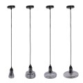 GloboStar® FEMINE 01011 SET 4 Μοντέρνα Κρεμαστά Φωτιστικά Οροφής Ποολύφωτο 4 x E27 Γυάλινα Φιμέ Χρωμίου Μονόφωτα Καμπάνα