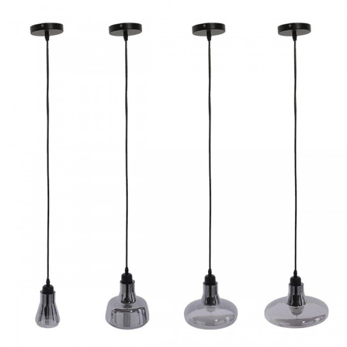 GloboStar® FEMINE 01011 SET 4 Μοντέρνα Κρεμαστά Φωτιστικά Οροφής Ποολύφωτο 4 x E27 Γυάλινα Φιμέ Χρωμίου Μονόφωτα Καμπάνα GloboStar® FEMINE 01011 SET 4 Μοντέρνα Κρεμαστά Φωτιστικά Οροφής Ποολύφωτο 4 x E27 Γυάλινα Φιμέ Χρωμίου Μονόφωτα Καμπάνα