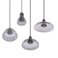 GloboStar® FEMINE 01011 SET 4 Μοντέρνα Κρεμαστά Φωτιστικά Οροφής Ποολύφωτο 4 x E27 Γυάλινα Φιμέ Χρωμίου Μονόφωτα Καμπάνα