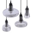 GloboStar® FEMINE 01011 SET 4 Μοντέρνα Κρεμαστά Φωτιστικά Οροφής Ποολύφωτο 4 x E27 Γυάλινα Φιμέ Χρωμίου Μονόφωτα Καμπάνα