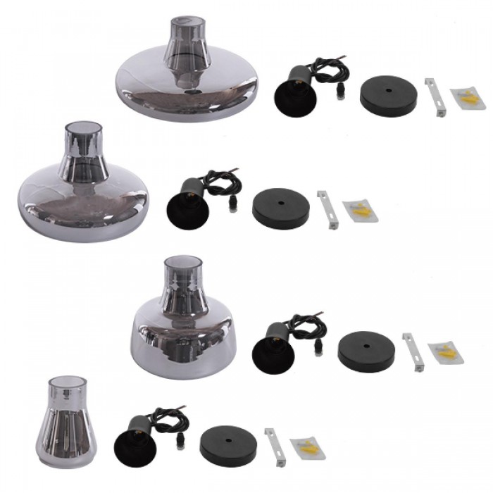 GloboStar® FEMINE 01011 SET 4 Μοντέρνα Κρεμαστά Φωτιστικά Οροφής Ποολύφωτο 4 x E27 Γυάλινα Φιμέ Χρωμίου Μονόφωτα Καμπάνα GloboStar® FEMINE 01011 SET 4 Μοντέρνα Κρεμαστά Φωτιστικά Οροφής Ποολύφωτο 4 x E27 Γυάλινα Φιμέ Χρωμίου Μονόφωτα Καμπάνα