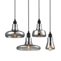 GloboStar® FEMINE 01011 SET 4 Μοντέρνα Κρεμαστά Φωτιστικά Οροφής Ποολύφωτο 4 x E27 Γυάλινα Φιμέ Χρωμίου Μονόφωτα Καμπάνα