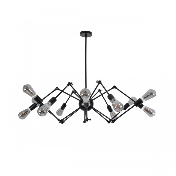 GloboStar® SPIDER 01012 Vintage Industrial Φωτιστικό Οροφής Πολύφωτο Μαύρο Μεταλλικό Φ100 x Y40cm