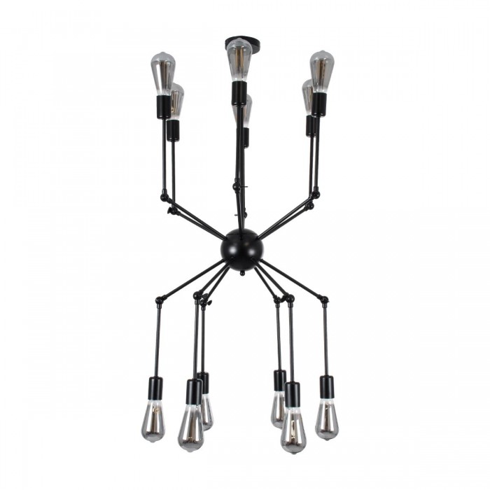 GloboStar® SPIDER 01012 Vintage Industrial Φωτιστικό Οροφής Πολύφωτο Μαύρο Μεταλλικό Φ100 x Y40cm