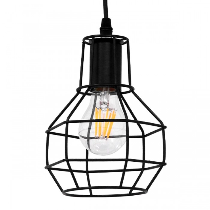 GloboStar® CAGE BLACK 01017 Vintage Industrial Κρεμαστό Φωτιστικό Οροφής Μονόφωτο Μαύρο Μεταλλικό Πλέγμα Φ15 x Y20cm GloboStar® CAGE BLACK 01017 Vintage Industrial Κρεμαστό Φωτιστικό Οροφής Μονόφωτο Μαύρο Μεταλλικό Πλέγμα Φ15 x Y20cm
