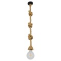 GloboStar® ROPE 01018 Vintage Industrial Κρεμαστό Φωτιστικό Οροφής Μονόφωτο 1 x E27 με 2 μέτρα Μπεζ Σχοινί Φ3.5 x Y200cm
