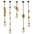 GloboStar® ROPE 01018 Vintage Industrial Κρεμαστό Φωτιστικό Οροφής Μονόφωτο 1 x E27 με 2 μέτρα Μπεζ Σχοινί Φ3.5 x Y200cm