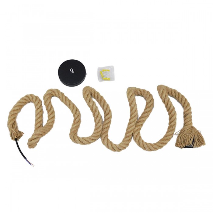 GloboStar® ROPE 01018 Vintage Industrial Κρεμαστό Φωτιστικό Οροφής Μονόφωτο 1 x E27 με 2 μέτρα Μπεζ Σχοινί Φ3.5 x Y200cm GloboStar® ROPE 01018 Vintage Industrial Κρεμαστό Φωτιστικό Οροφής Μονόφωτο 1 x E27 με 2 μέτρα Μπεζ Σχοινί Φ3.5 x Y200cm