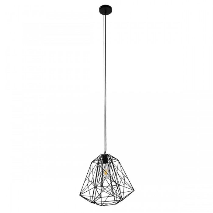 GloboStar® GRID 01022 Vintage Industrial Kρεμαστό Φωτιστικό Οροφής Μονόφωτο Μαύρο Μεταλλικό Πλέγμα Φ32 x Y34cm