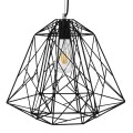 GloboStar® GRID 01022 Vintage Industrial Kρεμαστό Φωτιστικό Οροφής Μονόφωτο Μαύρο Μεταλλικό Πλέγμα Φ32 x Y34cm