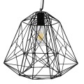 GloboStar® GRID 01022 Vintage Industrial Kρεμαστό Φωτιστικό Οροφής Μονόφωτο Μαύρο Μεταλλικό Πλέγμα Φ32 x Y34cm