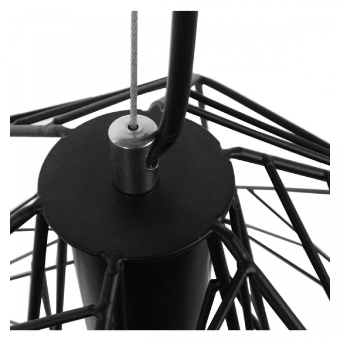 GloboStar® GRID 01022 Vintage Industrial Kρεμαστό Φωτιστικό Οροφής Μονόφωτο Μαύρο Μεταλλικό Πλέγμα Φ32 x Y34cm