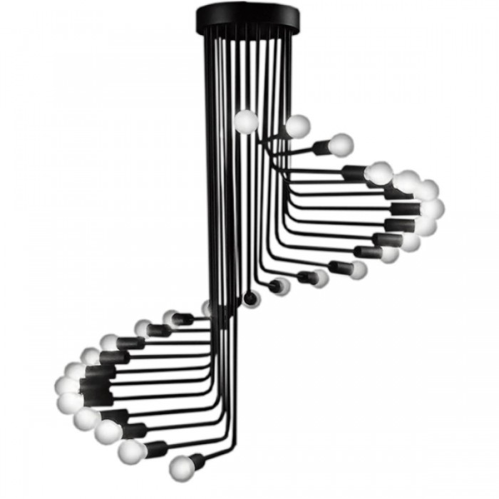 GloboStar® STAIRS 01024 Μοντέρνο Φωτιστικό Οροφής Πολύφωτο Μαύρο Μεταλλικό Φ80 x Y95cm