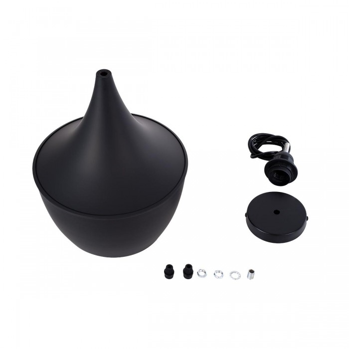 GloboStar® SHANGHAI BLACK 01025-A Μοντέρνο Κρεμαστό Φωτιστικό Οροφής Μονόφωτο 1 x E27 Μαύρο Μεταλλικό Καμπάνα Φ24 x Υ30cm