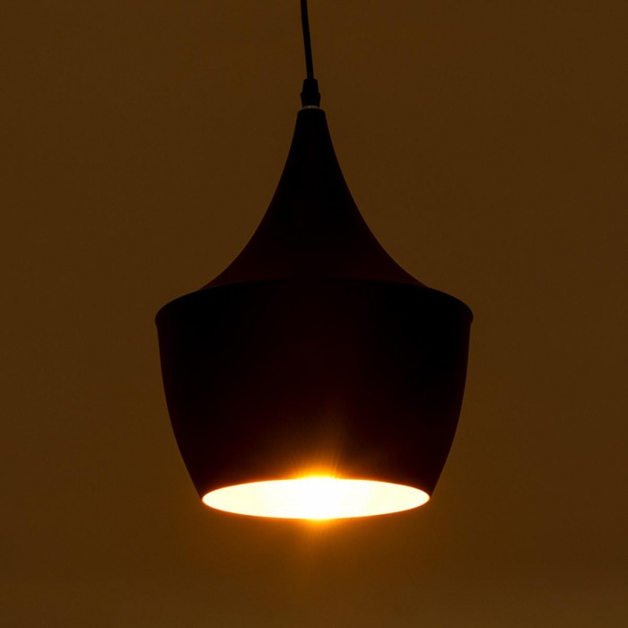 GloboStar® SHANGHAI BLACK 01025-A Μοντέρνο Κρεμαστό Φωτιστικό Οροφής Μονόφωτο 1 x E27 Μαύρο Μεταλλικό Καμπάνα Φ24 x Υ30cm