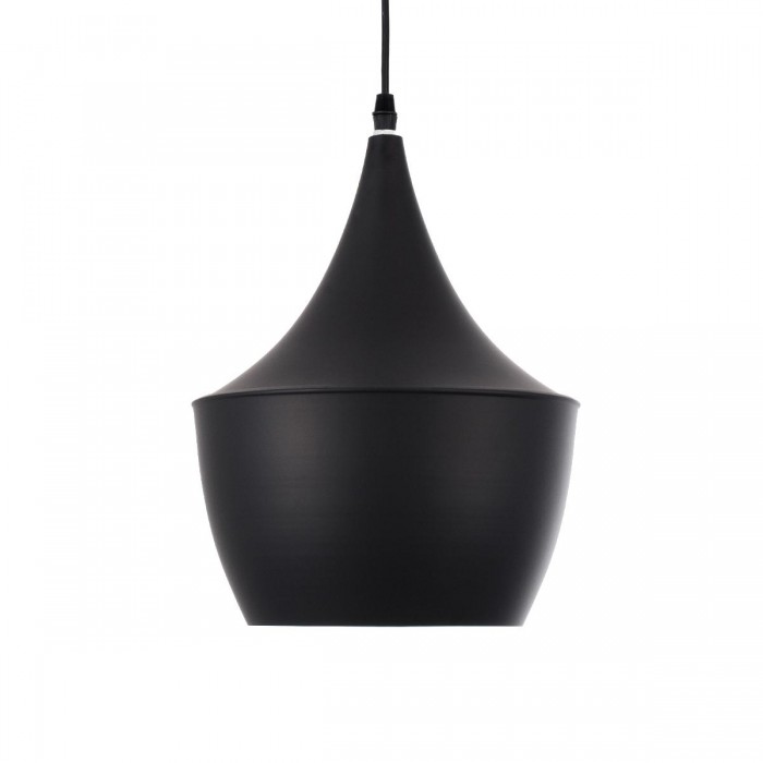 GloboStar® SHANGHAI BLACK 01025-A Μοντέρνο Κρεμαστό Φωτιστικό Οροφής Μονόφωτο 1 x E27 Μαύρο Μεταλλικό Καμπάνα Φ24 x Υ30cm