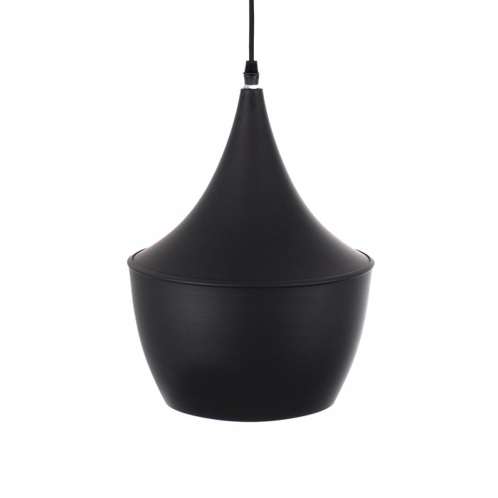 GloboStar® SHANGHAI BLACK 01025-A Μοντέρνο Κρεμαστό Φωτιστικό Οροφής Μονόφωτο 1 x E27 Μαύρο Μεταλλικό Καμπάνα Φ24 x Υ30cm