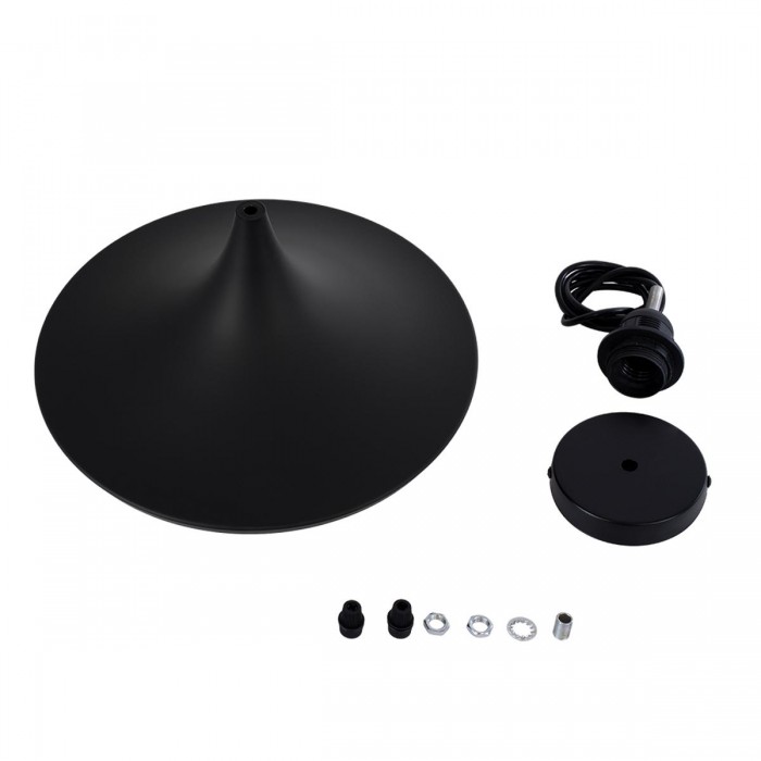 GloboStar® SHANGHAI BLACK 01025-B Μοντέρνο Κρεμαστό Φωτιστικό Οροφής Μονόφωτο 1 x E27 Μαύρο Μεταλλικό Καμπάνα Φ37 x Υ20cm