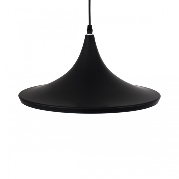 GloboStar® SHANGHAI BLACK 01025-B Μοντέρνο Κρεμαστό Φωτιστικό Οροφής Μονόφωτο 1 x E27 Μαύρο Μεταλλικό Καμπάνα Φ37 x Υ20cm