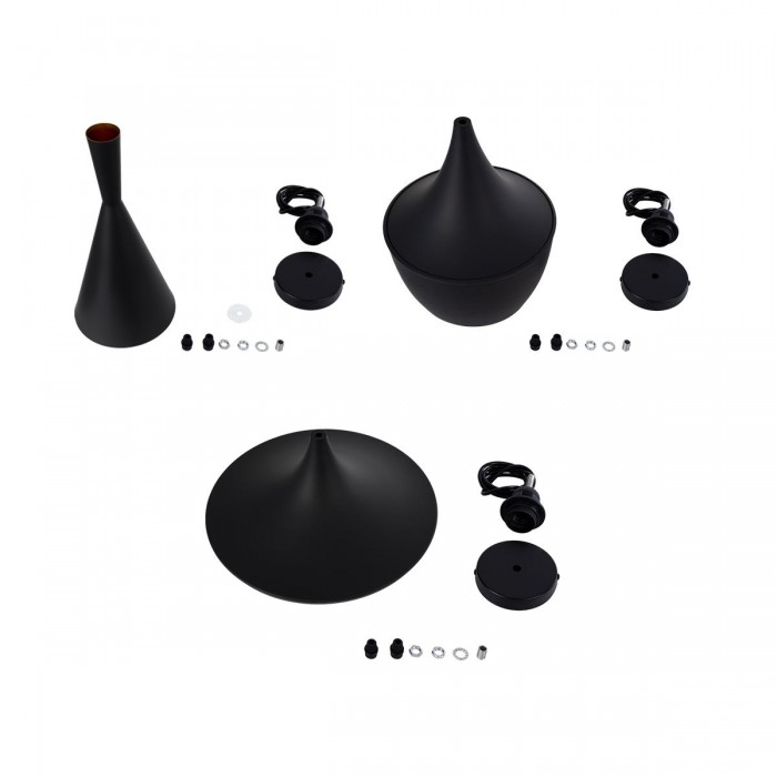 GloboStar® SHANGHAI BLACK 01025 SET 3 Μοντέρνα Κρεμαστά Φωτιστικά Οροφής Τρίφωτο 3 x E27 Μαύρα Μεταλλικά Καμπάνα GloboStar® SHANGHAI BLACK 01025 SET 3 Μοντέρνα Κρεμαστά Φωτιστικά Οροφής Τρίφωτο 3 x E27 Μαύρα Μεταλλικά Καμπάνα
