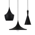 GloboStar® SHANGHAI BLACK 01025 SET 3 Μοντέρνα Κρεμαστά Φωτιστικά Οροφής Τρίφωτο 3 x E27 Μαύρα Μεταλλικά Καμπάνα
