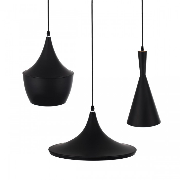 GloboStar® SHANGHAI BLACK 01025 SET 3 Μοντέρνα Κρεμαστά Φωτιστικά Οροφής Τρίφωτο 3 x E27 Μαύρα Μεταλλικά Καμπάνα GloboStar® SHANGHAI BLACK 01025 SET 3 Μοντέρνα Κρεμαστά Φωτιστικά Οροφής Τρίφωτο 3 x E27 Μαύρα Μεταλλικά Καμπάνα