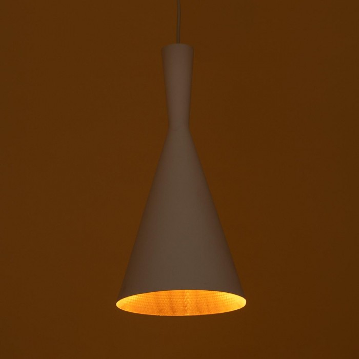 GloboStar® SHANGHAI WHITE 01026-C Μοντέρνο Κρεμαστό Φωτιστικό Οροφής Μονόφωτο 1 x E27 Λευκό Μεταλλικό Καμπάνα Φ19 x Υ38cm