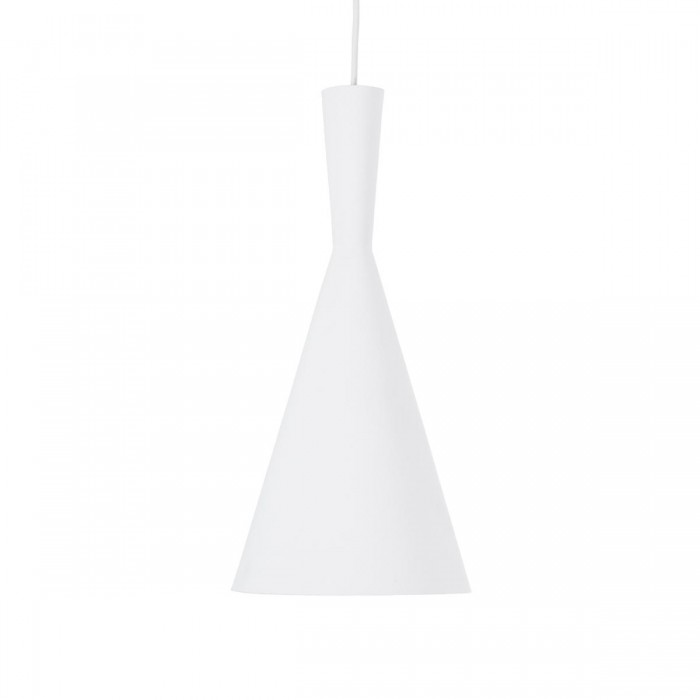 GloboStar® SHANGHAI WHITE 01026-C Μοντέρνο Κρεμαστό Φωτιστικό Οροφής Μονόφωτο 1 x E27 Λευκό Μεταλλικό Καμπάνα Φ19 x Υ38cm