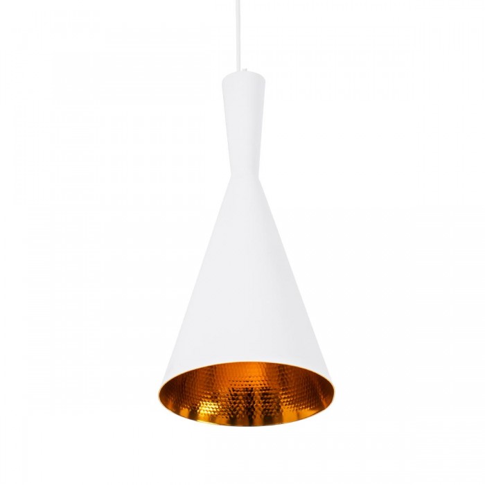 GloboStar® SHANGHAI WHITE 01026-C Μοντέρνο Κρεμαστό Φωτιστικό Οροφής Μονόφωτο 1 x E27 Λευκό Μεταλλικό Καμπάνα Φ19 x Υ38cm