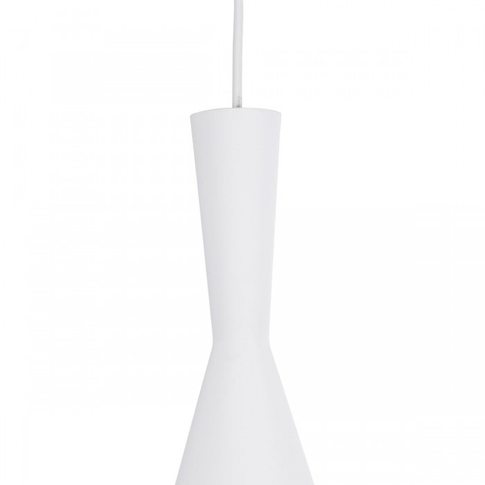 GloboStar® SHANGHAI WHITE 01026-C Μοντέρνο Κρεμαστό Φωτιστικό Οροφής Μονόφωτο 1 x E27 Λευκό Μεταλλικό Καμπάνα Φ19 x Υ38cm