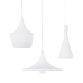 GloboStar® SHANGHAI WHITE 01026 SET 3 Μοντέρνα Κρεμαστά Φωτιστικά Οροφής Τρίφωτο 3 x E27 Λευκά Μεταλλικά Καμπάνα