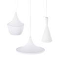 GloboStar® SHANGHAI WHITE 01026 SET 3 Μοντέρνα Κρεμαστά Φωτιστικά Οροφής Τρίφωτο 3 x E27 Λευκά Μεταλλικά Καμπάνα