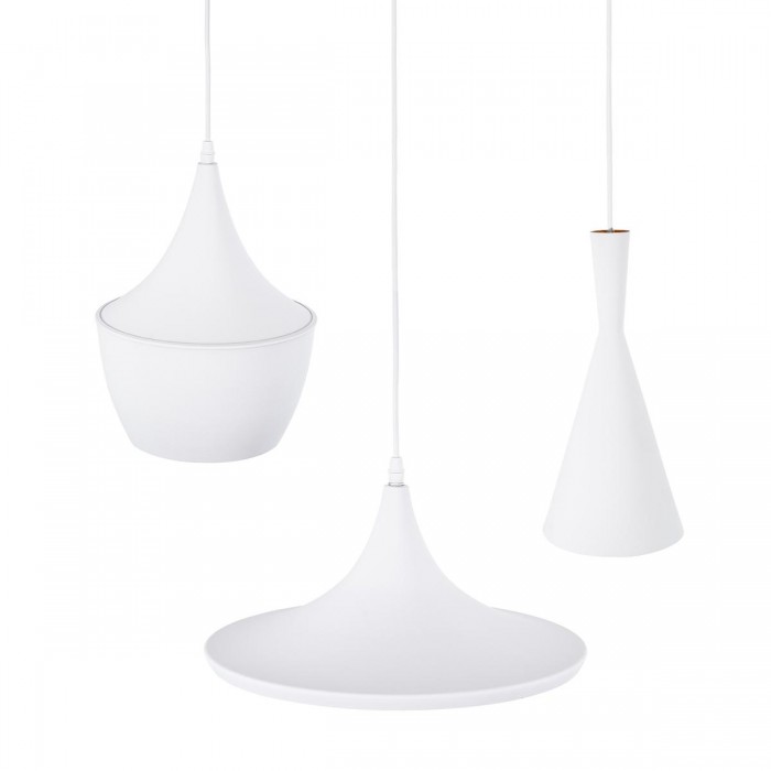 GloboStar® SHANGHAI WHITE 01026 SET 3 Μοντέρνα Κρεμαστά Φωτιστικά Οροφής Τρίφωτο 3 x E27 Λευκά Μεταλλικά Καμπάνα