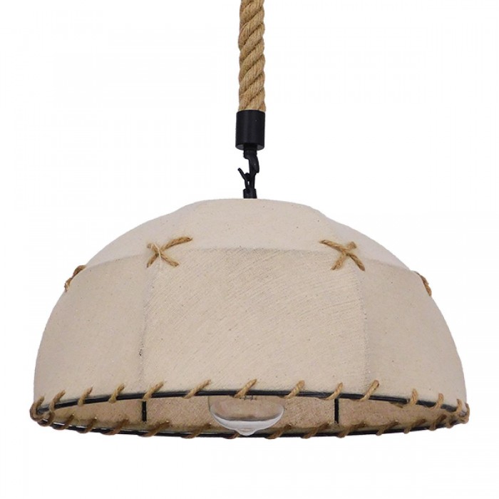 GloboStar® ANTOINETTE 01028 Vintage Κρεμαστό Φωτιστικό Οροφής Μονόφωτο 1 x E27 με Μπεζ Σχοινί και Καπέλο Φ35 x Y20cm GloboStar® ANTOINETTE 01028 Vintage Κρεμαστό Φωτιστικό Οροφής Μονόφωτο 1 x E27 με Μπεζ Σχοινί και Καπέλο Φ35 x Y20cm