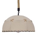 GloboStar® ANTOINETTE 01028 Vintage Κρεμαστό Φωτιστικό Οροφής Μονόφωτο 1 x E27 με Μπεζ Σχοινί και Καπέλο Φ35 x Y20cm
