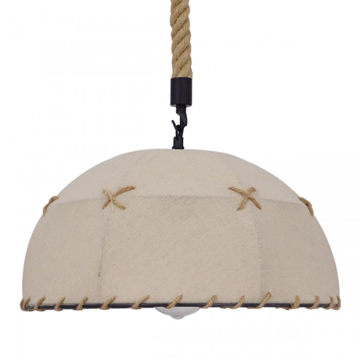 GloboStar® ANTOINETTE 01028 Vintage Κρεμαστό Φωτιστικό Οροφής Μονόφωτο 1 x E27 με Μπεζ Σχοινί και Καπέλο Φ35 x Y20cm GloboStar® ANTOINETTE 01028 Vintage Κρεμαστό Φωτιστικό Οροφής Μονόφωτο 1 x E27 με Μπεζ Σχοινί και Καπέλο Φ35 x Y20cm