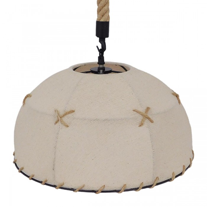 GloboStar® ANTOINETTE 01028 Vintage Κρεμαστό Φωτιστικό Οροφής Μονόφωτο 1 x E27 με Μπεζ Σχοινί και Καπέλο Φ35 x Y20cm GloboStar® ANTOINETTE 01028 Vintage Κρεμαστό Φωτιστικό Οροφής Μονόφωτο 1 x E27 με Μπεζ Σχοινί και Καπέλο Φ35 x Y20cm