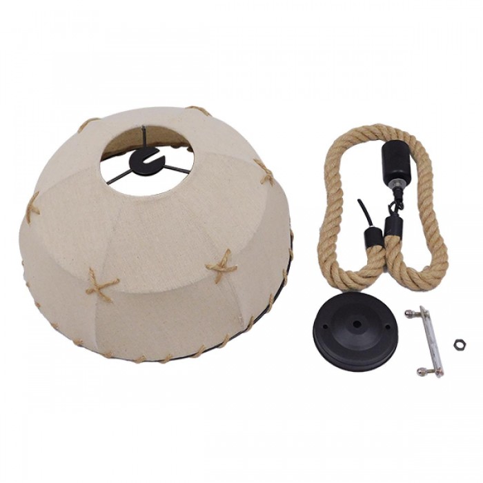 GloboStar® ANTOINETTE 01028 Vintage Κρεμαστό Φωτιστικό Οροφής Μονόφωτο 1 x E27 με Μπεζ Σχοινί και Καπέλο Φ35 x Y20cm GloboStar® ANTOINETTE 01028 Vintage Κρεμαστό Φωτιστικό Οροφής Μονόφωτο 1 x E27 με Μπεζ Σχοινί και Καπέλο Φ35 x Y20cm