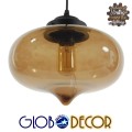 GloboStar® QUINN 01029 Vintage Κρεμαστό Φωτιστικό Οροφής Μονόφωτο 1 x E27 Γυάλινο Φιμέ Καφέ Φ26 x Y20cm