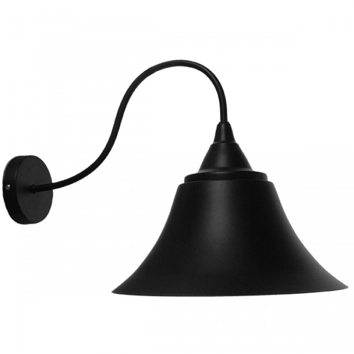 GloboStar® BELL 01038 Vintage Industrial Φωτιστικό Τοίχου Απλίκα Μονόφωτο Μαύρο Καμπάνα Φ30 x Μ35 x Π30 x Υ30cm