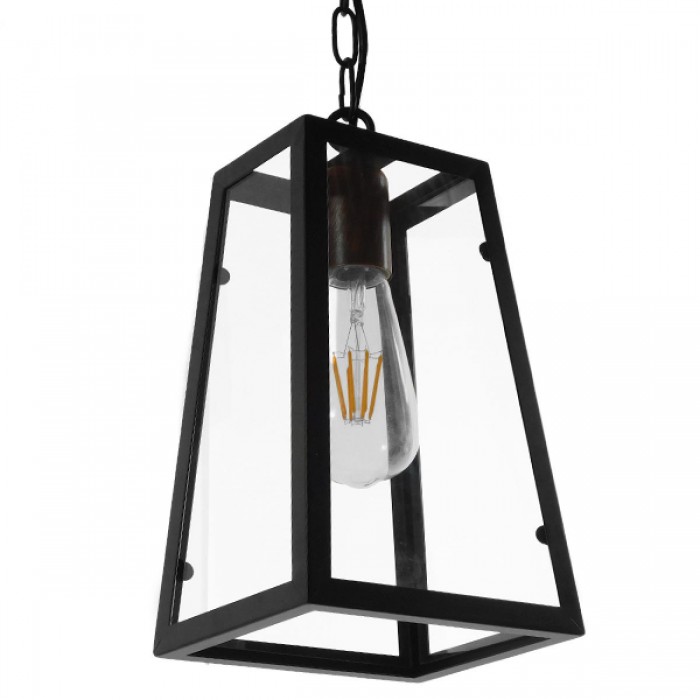 GloboStar® LIMA 01040 Vintage Industrial Κρεμαστό Φωτιστικό Οροφής Μονόφωτο Μαύρο Μεταλλικό Μ17 x Π14 x Υ26cm